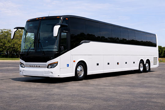 56-passenger charter bus available for charter in Visalia, CA